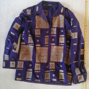 Maharani Purple Silk Shirt women's Handwoven India Small